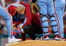 Phillies’ Taijuan Walker leaves game after hit in foot by liner
