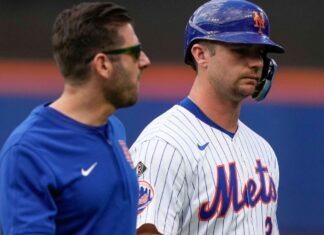 Mets’ Pete Alonso doubles as pitch hitter day after injury scare