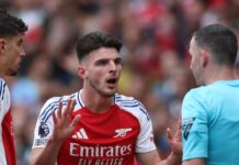 Mikel Arteta ‘surprised’ by Declan Rice’s controversial red card