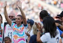 Emotional Alex Morgan exits final game early in San Diego