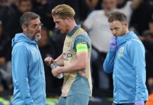 Kevin De Bruyne gives Man City injury scare before Arsenal clash