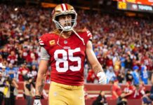 49ers’ George Kittle makes acrobatic 12-yard touchdown catch