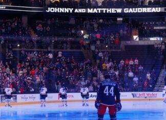 Blue Jackets honor Gaudreau brothers before first home game