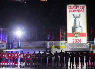 Panthers lift championship banner, capping Stanley Cup party