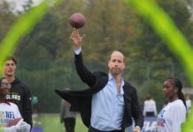 Prince William shows off American football skills at NFL charity event
