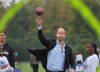 Prince William shows off American football skills at NFL charity event
