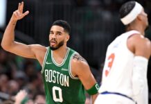The Celtics defeated the Knicks and tied the three-point record in the American Basketball League with 29 points