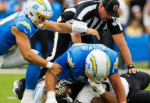 Chargers hail Bradley Bozeman’s response to Saints’ illegal hit