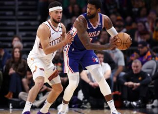 Paul George, back from injury, has 15 points in 76ers debut