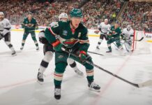 Wild’s Kirill Kaprizov exits, then returns after being hit by puck